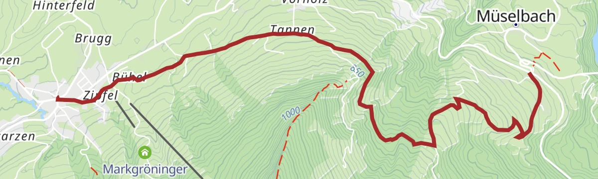 Route map: Alberschwende | Von Alberschwende nach Müselbach